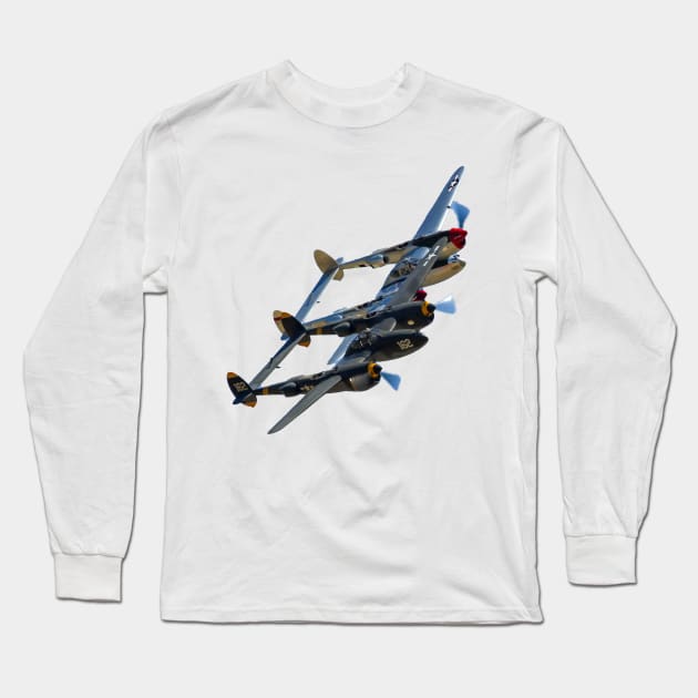 P-38s Formation Overlapped no background Long Sleeve T-Shirt by acefox1